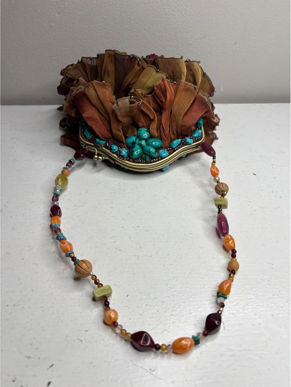 Mary Frances Retired Rock My Soul Beaded and Ruffled Purse